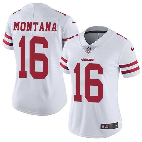 Women's Nike San Francisco 49ers #16 Joe Montana White Stitched NFL Vapor Untouchable Limited Jersey
