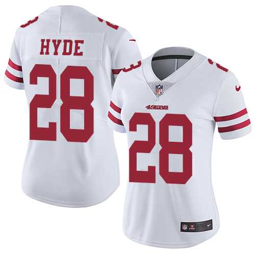Women's Nike San Francisco 49ers #28 Carlos Hyde White Stitched NFL Vapor Untouchable Limited Jersey