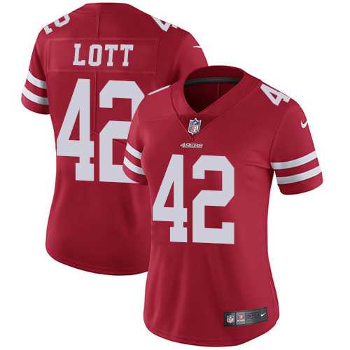 Women's Nike San Francisco 49ers #42 Ronnie Lott Red Team Color Stitched NFL Vapor Untouchable Limited Jersey Women's Nike San Francisco 49ers #42 Ronnie Lott Red Team Color Stitched NFL Vapor Untouchable Limited Jersey
