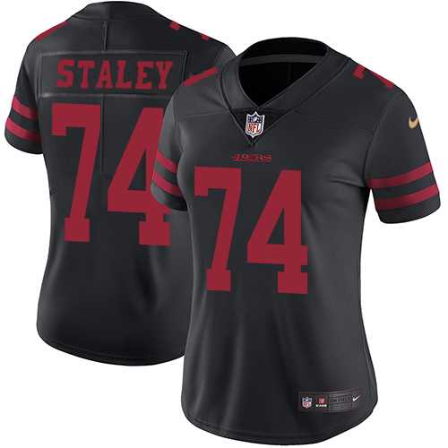 Women's Nike San Francisco 49ers #74 Joe Staley Black Alternate Stitched NFL Vapor Untouchable Limited Jersey