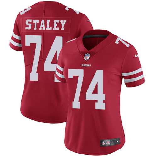Women's Nike San Francisco 49ers #74 Joe Staley Red Team Color Stitched NFL Vapor Untouchable Limited Jersey