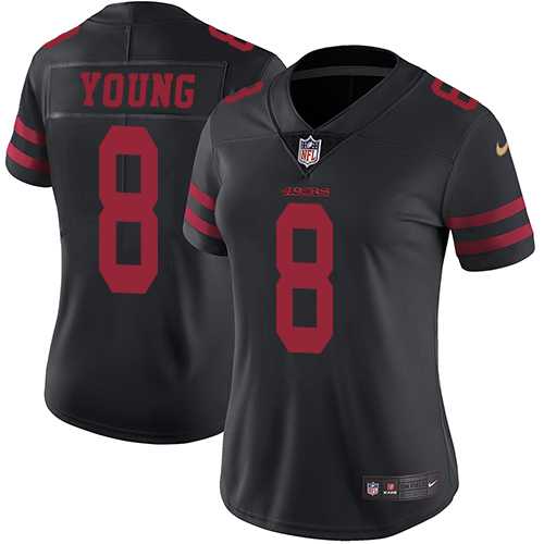 Women's Nike San Francisco 49ers #8 Steve Young Black Alternate Stitched NFL Vapor Untouchable Limited Jersey