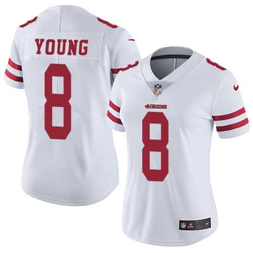 Women's Nike San Francisco 49ers #8 Steve Young White Stitched NFL Vapor Untouchable Limited Jersey Women's Nike San Francisco 49ers #8 Steve Young White Stitched NFL Vapor Untouchable Limited Jersey