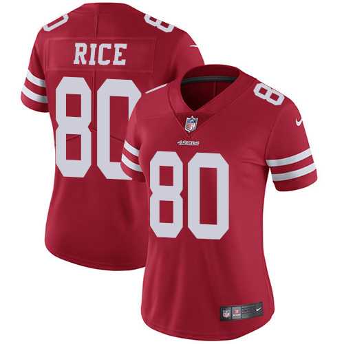 Women's Nike San Francisco 49ers #80 Jerry Rice Red Team Color Stitched NFL Vapor Untouchable Limited Jersey