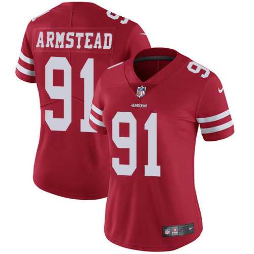 Women's Nike San Francisco 49ers #91 Arik Armstead Red Team Color Stitched NFL Vapor Untouchable Limited Jersey