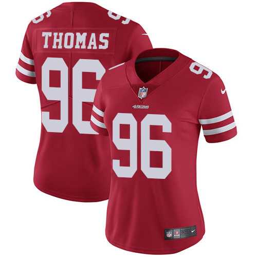 Women's Nike San Francisco 49ers #96 Solomon Thomas Red Team Color Stitched NFL Vapor Untouchable Limited Jersey