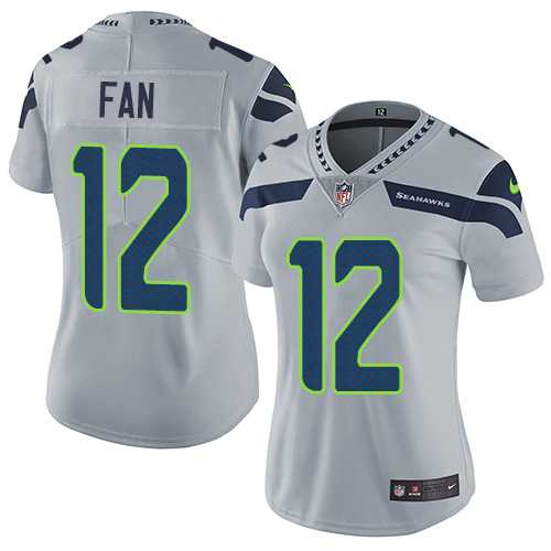 Women's Nike Seattle Seahawks #12 Fan Grey Alternate Stitched NFL Vapor Untouchable Limited Jersey