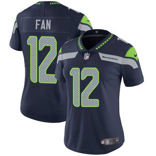 Women's Nike Seattle Seahawks #12 Fan Steel Blue Team Color Stitched NFL Vapor Untouchable Limited Jersey
