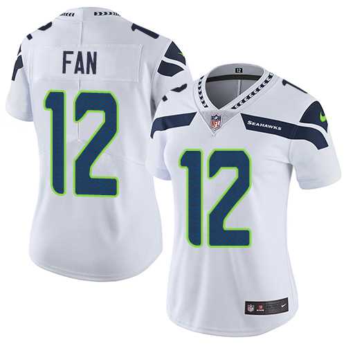 Women's Nike Seattle Seahawks #12 Fan White Stitched NFL Vapor Untouchable Limited Jersey