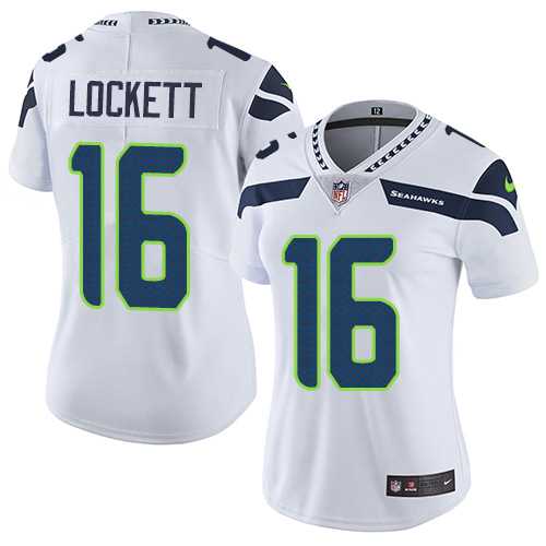 Women's Nike Seattle Seahawks #16 Tyler Lockett White Stitched NFL Vapor Untouchable Limited Jersey