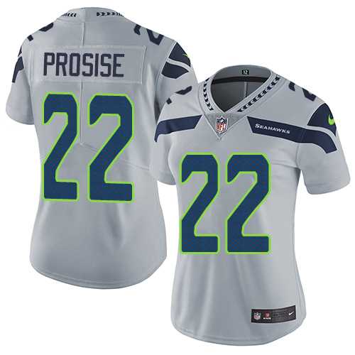 Women's Nike Seattle Seahawks #22 C. J. Prosise Grey Alternate Stitched NFL Vapor Untouchable Limited Jersey