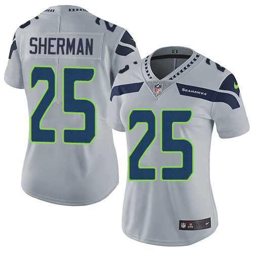 Women's Nike Seattle Seahawks #25 Richard Sherman Grey Alternate Stitched NFL Vapor Untouchable Limited Jersey