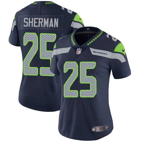 Women's Nike Seattle Seahawks #25 Richard Sherman Steel Blue Team Color Stitched NFL Vapor Untouchable Limited Jersey