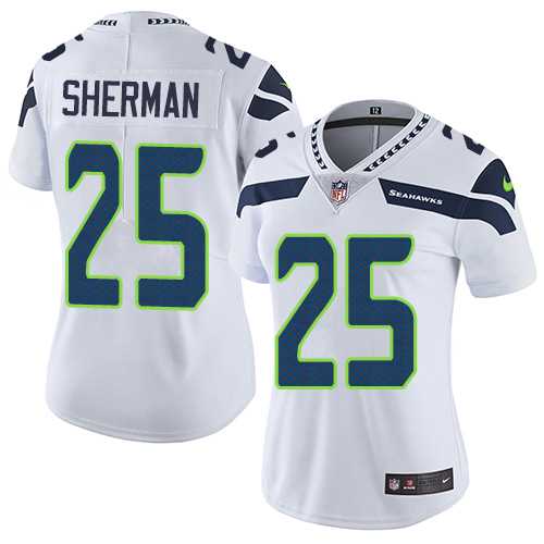 Women's Nike Seattle Seahawks #25 Richard Sherman White Stitched NFL Vapor Untouchable Limited Jersey Women's Nike Seattle Seahawks #25 Richard Sherman White Stitched NFL Vapor Untouchable Limited Jersey