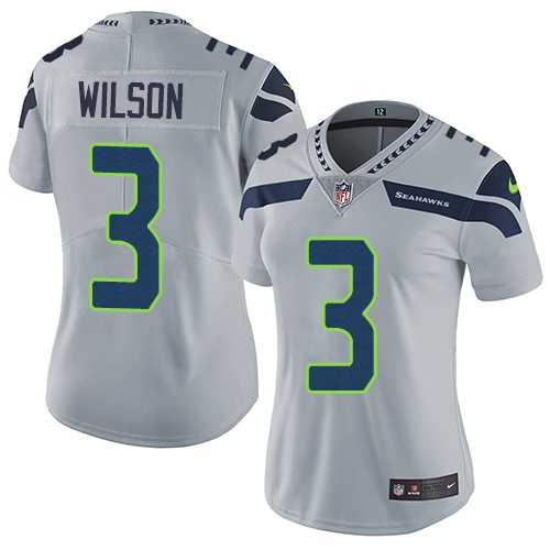 Women's Nike Seattle Seahawks #3 Russell Wilson Grey Alternate Stitched NFL Vapor Untouchable Limited Jersey