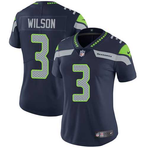 Women's Nike Seattle Seahawks #3 Russell Wilson Steel Blue Team Color Stitched NFL Vapor Untouchable Limited Jersey