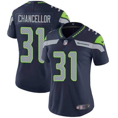 Women's Nike Seattle Seahawks #31 Kam Chancellor Steel Blue Team Color Stitched NFL Vapor Untouchable Limited Jersey