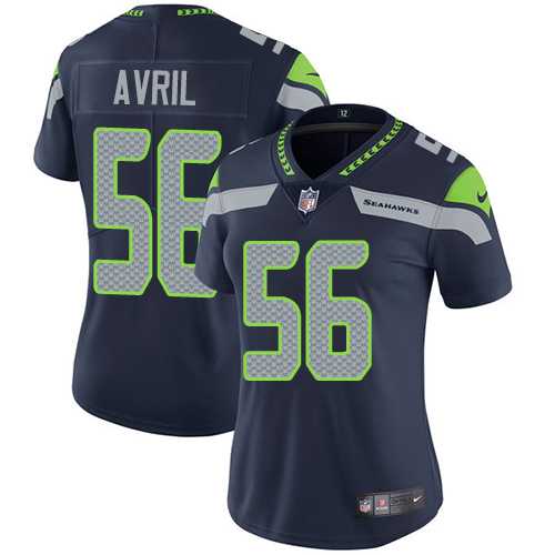 Women's Nike Seattle Seahawks #56 Cliff Avril Steel Blue Team Color Stitched NFL Vapor Untouchable Limited Jersey