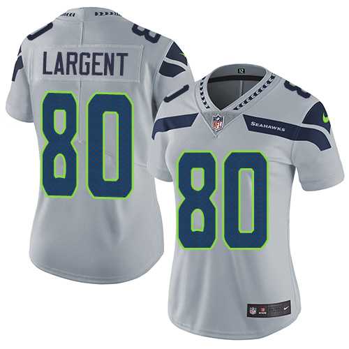 Women's Nike Seattle Seahawks #80 Steve Largent Grey Alternate Stitched NFL Vapor Untouchable Limited Jersey