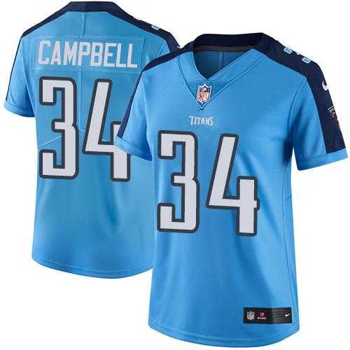Women's Nike Tennessee Titans #34 Earl Campbell Light Blue Team Color Stitched NFL Vapor Untouchable Limited Jersey