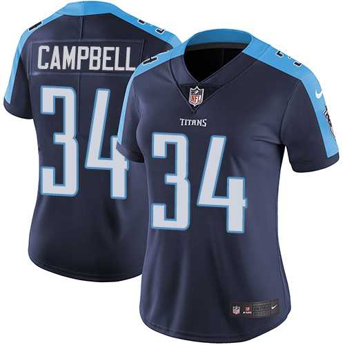 Women's Nike Tennessee Titans #34 Earl Campbell Navy Blue Alternate Stitched NFL Vapor Untouchable Limited Jersey