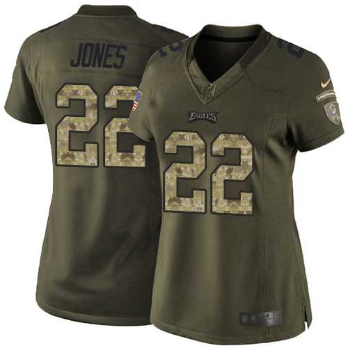 Women Nike Eagles #22 Sidney Jones Green Stitched NFL Limited Salute to Service Jersey