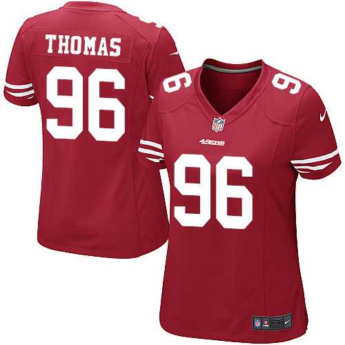 Womens Nike San Francisco 49ers #96 Solomon Thomas Red Team Color Stitched NFL Elite Jersey