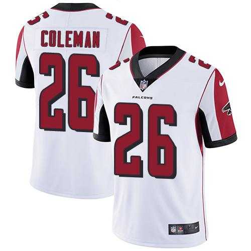 Youth Nike Atlanta Falcons #26 Tevin Coleman White Stitched NFL Vapor Untouchable Limited Jersey