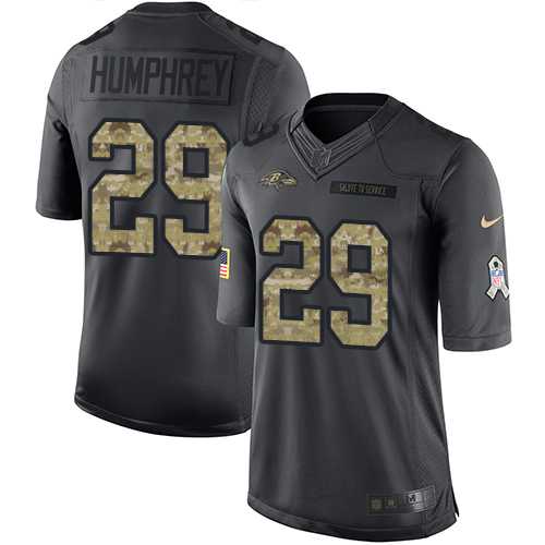 Youth Nike Baltimore Ravens #29 Marlon Humphrey Black Stitched NFL Limited 2016 Salute to Service Jersey