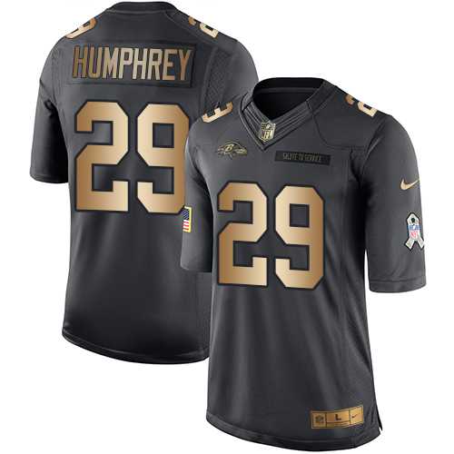 Youth Nike Baltimore Ravens #29 Marlon Humphrey Black Stitched NFL Limited Gold Salute to Service Jersey