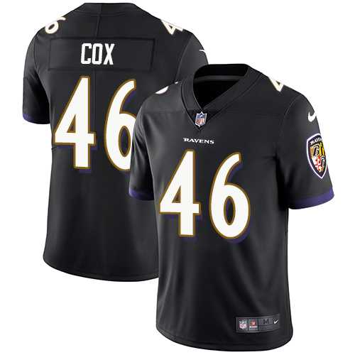 Youth Nike Baltimore Ravens #46 Morgan Cox Black Alternate Stitched NFL Vapor Untouchable Limited Jersey