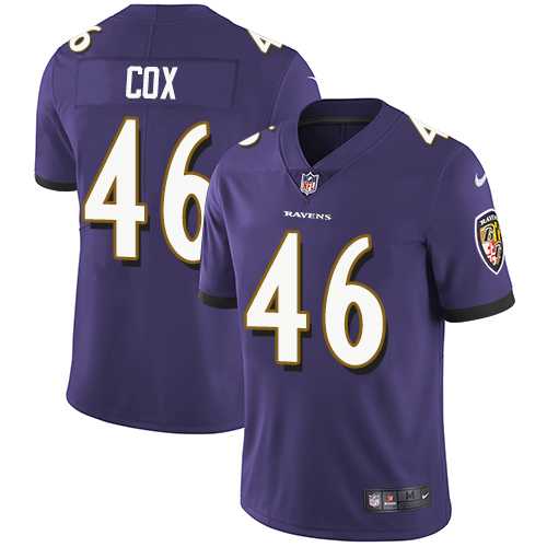 Youth Nike Baltimore Ravens #46 Morgan Cox Purple Team Color Stitched NFL Vapor Untouchable Limited Jersey