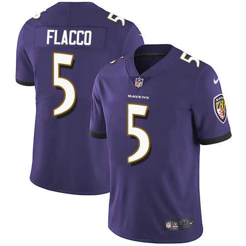 Youth Nike Baltimore Ravens #5 Joe Flacco Purple Team Color Stitched NFL Vapor Untouchable Limited Jersey