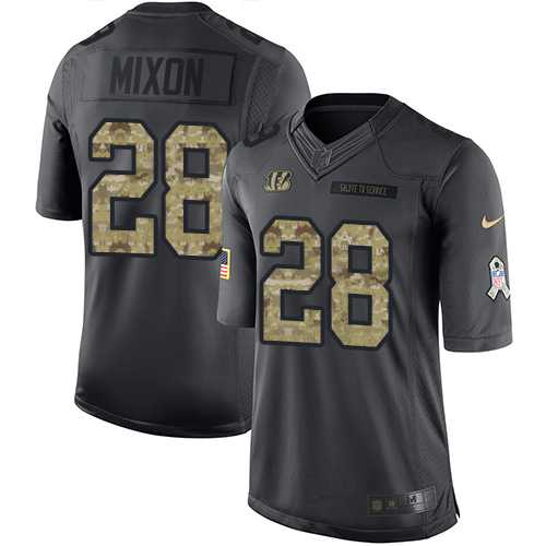 Youth Nike Cincinnati Bengals #28 Joe Mixon Black Stitched NFL Limited 2016 Salute to Service Jersey