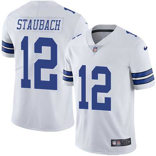Youth Nike Dallas Cowboys #12 Roger Staubach White Stitched NFL Vapor Untouchable Limited Jersey