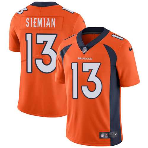 Youth Nike Denver Broncos #13 Trevor Siemian Orange Team Color Stitched NFL Vapor Untouchable Limited Jersey