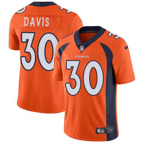 Youth Nike Denver Broncos #30 Terrell Davis Orange Team Color Stitched NFL Vapor Untouchable Limited Jersey