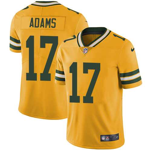 Youth Nike Green Bay Packers #17 Davante Adams Yellow Stitched NFL Limited Rush Jersey