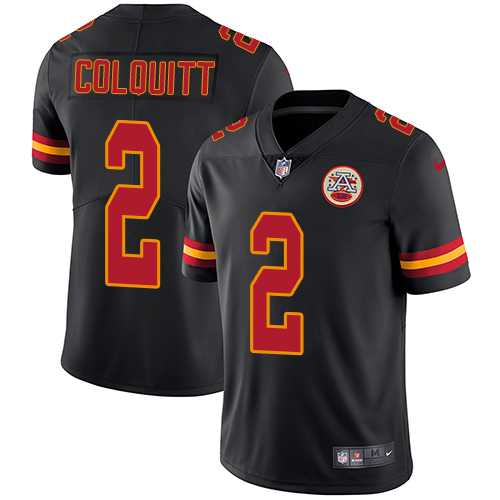 Youth Nike Kansas City Chiefs #2 Dustin Colquitt Black Stitched NFL Limited Rush Jersey