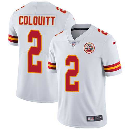 Youth Nike Kansas City Chiefs #2 Dustin Colquitt White Stitched NFL Vapor Untouchable Limited Jersey