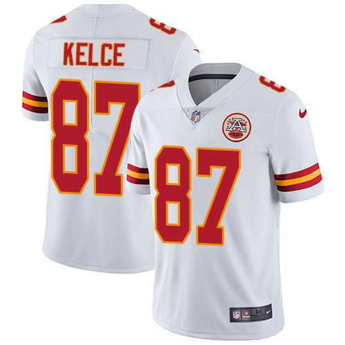 Youth Nike Kansas City Chiefs #87 Travis Kelce White Stitched NFL Vapor Untouchable Limited Jersey