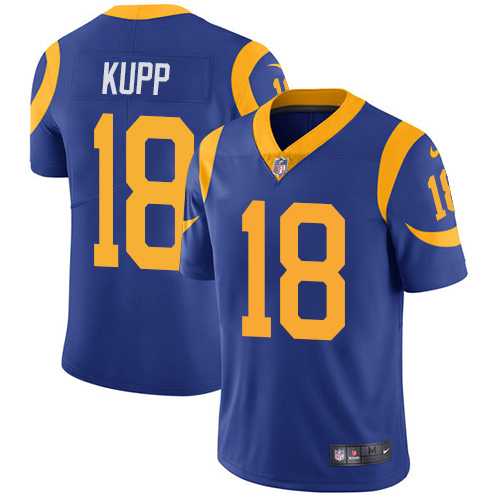 Youth Nike Los Angeles Rams #18 Cooper Kupp Royal Blue Alternate Stitched NFL Vapor Untouchable Limited Jersey Youth Nike Los Angeles Rams #18 Cooper Kupp Royal Blue Alternate Stitched NFL Vapor Untouchable Limited Jersey