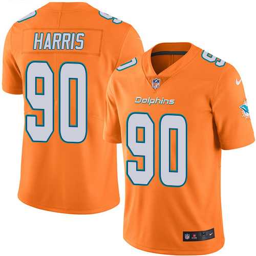 Youth Nike Miami Dolphins #90 Charles Harris Orange Stitched NFL Limited Rush Jersey