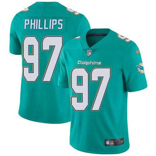 Youth Nike Miami Dolphins #97 Jordan Phillips Aqua Green Team Color Stitched NFL Vapor Untouchable Limited Jersey