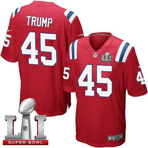 Youth Nike New England Patriots #45 Donald Trump Red Alternate Super Bowl LI 51 Stitched NFL Elite Jersey