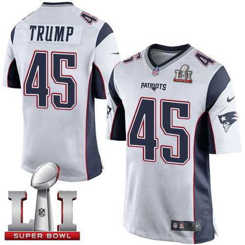 Youth Nike New England Patriots #45 Donald Trump White Super Bowl LI 51 Stitched NFL New Elite Jersey