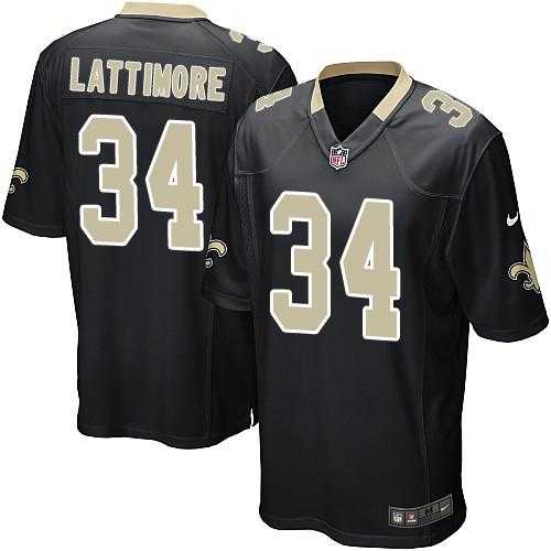 Youth Nike New Orleans Saints #34 Marshon Lattimore Black Team Color Stitched NFL Elite Jersey