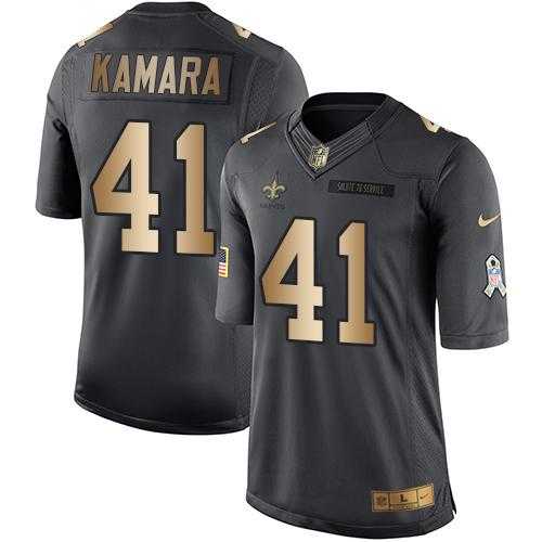 Youth Nike New Orleans Saints #41 Alvin Kamara Black Stitched NFL Limited Gold Salute to Service Jersey