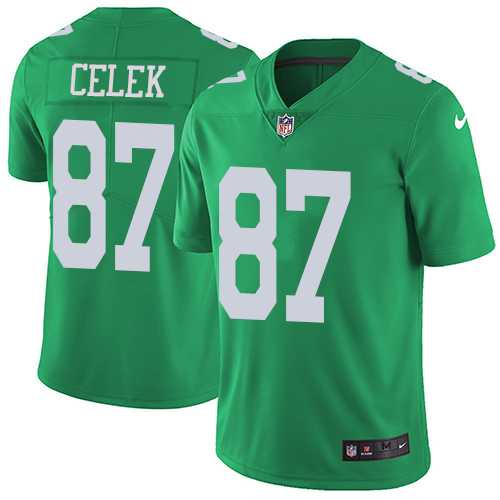 Youth Nike Philadelphia Eagles #87 Brent Celek Green Stitched NFL Limited Rush Jersey