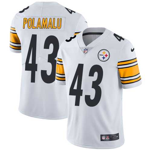Youth Nike Pittsburgh Steelers #43 Troy Polamalu White Stitched NFL Vapor Untouchable Limited Jersey